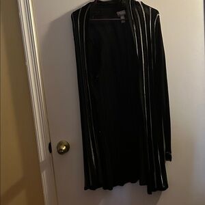 Chicos Travelers Black Jacket with Silver Cardigan